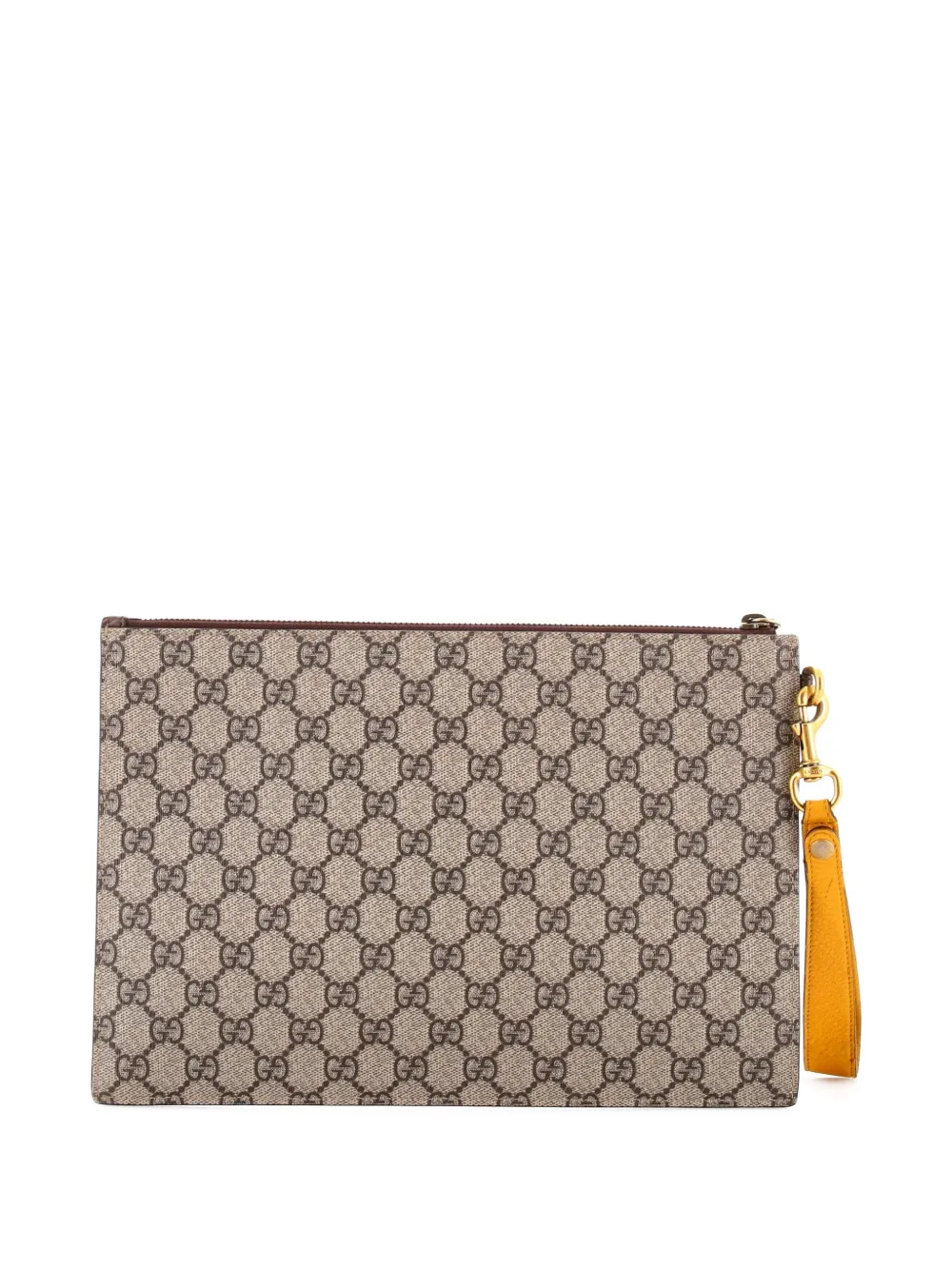 Click to view more detailed imagery on our partner's website Pre-owned Gucci Neo Vintage Wristlet Pouch Gg Coated Canvas Clutch Bag In Brown