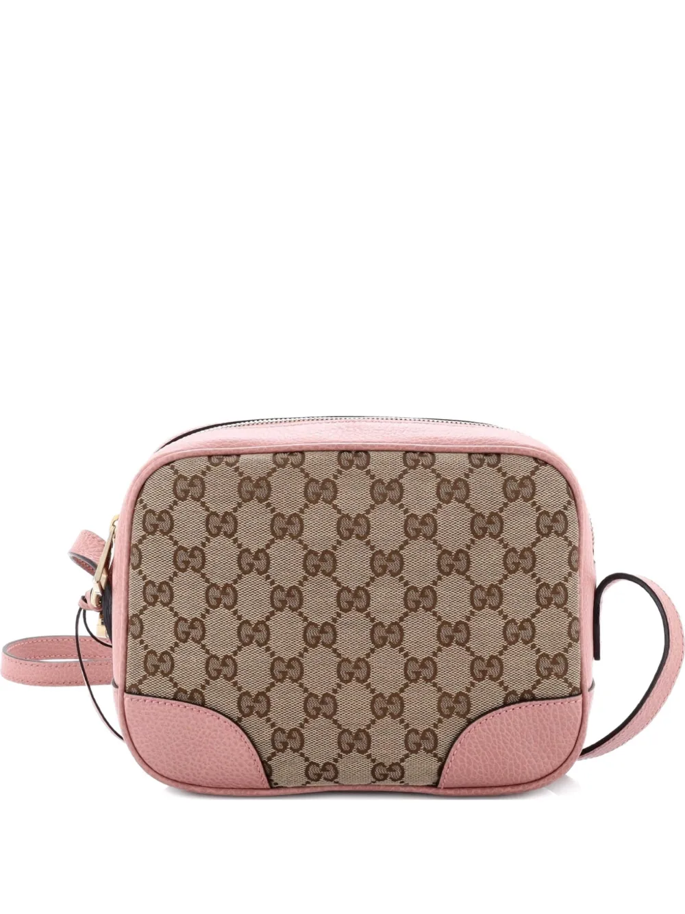 Pre-owned Gucci Bree Disco Gg Canvas With Leather Mini Crossbody Bag In Brown