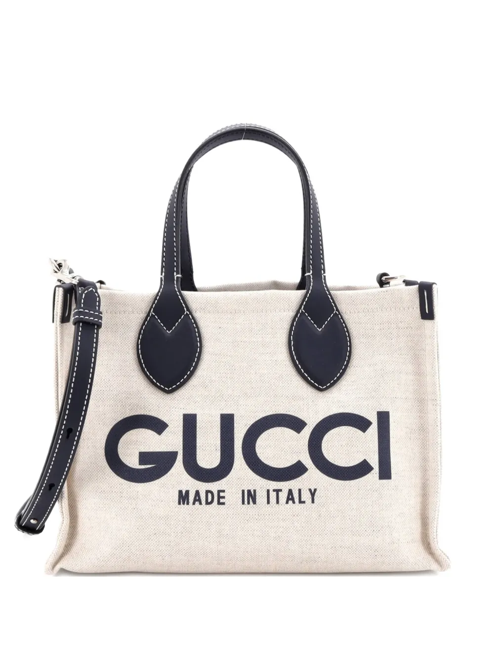 Click to view more detailed imagery on our partner's website Pre-owned Gucci Logo Shopper Tote Printed Canvas Small Shoulder Bag In Blue