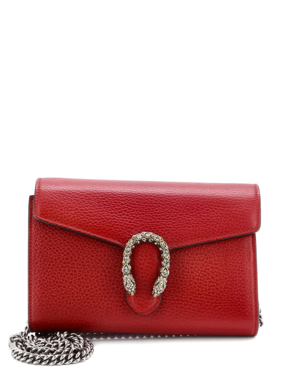 Gucci Pre-Owned Dionysus Chain Wallet Leather with Embellished Detail Small crossbody bag - Rosso