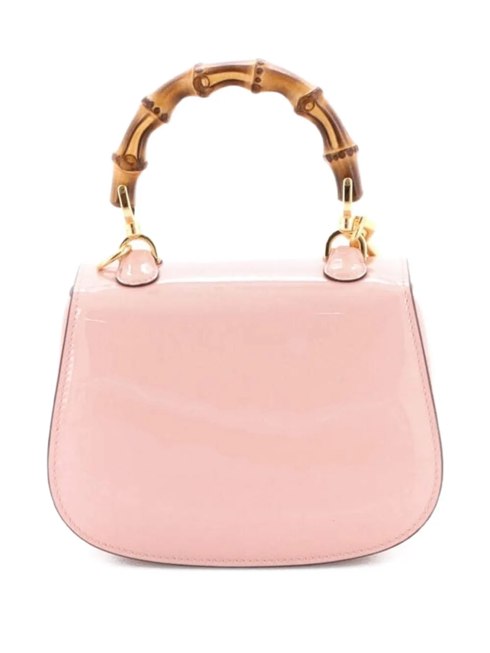 GUCCI Pre-owned Bamboo 1947 Top Handle Bag Patent Mini Satchel In Pink