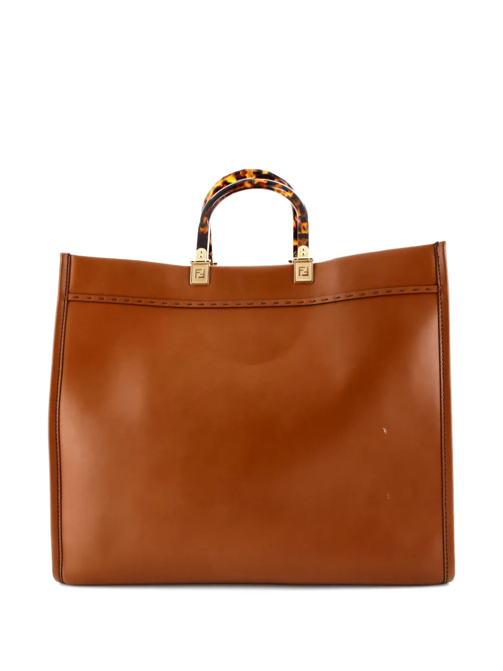 FENDI Pre-owned Sunshine Shopper Leather Large Tote Bag In Brown