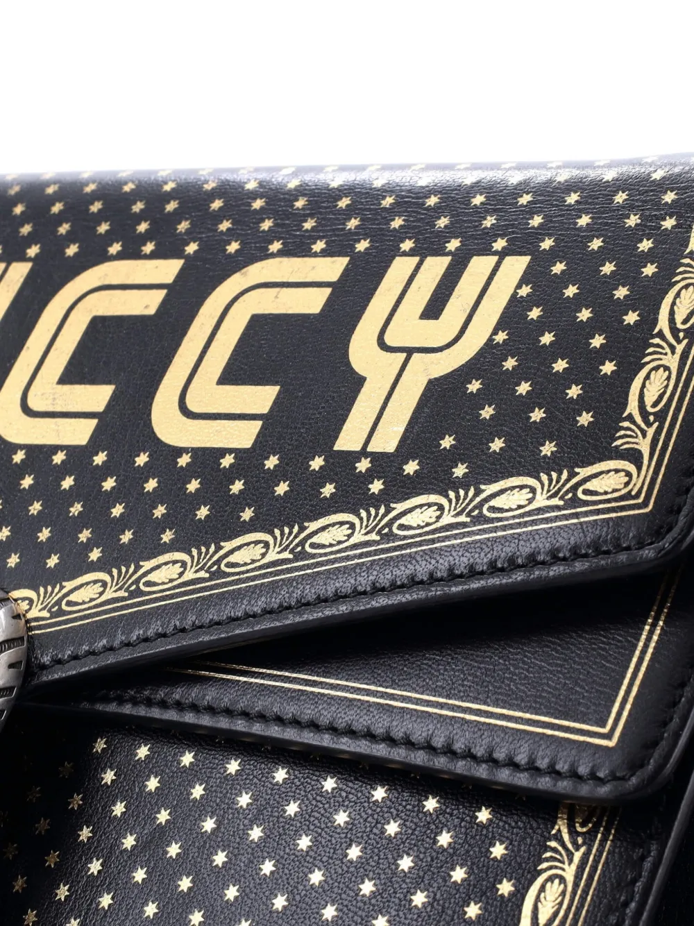 GUCCI Pre-owned Dionysus Bag Limited Edition Printed Leather Medium Shoulder Bag In Black