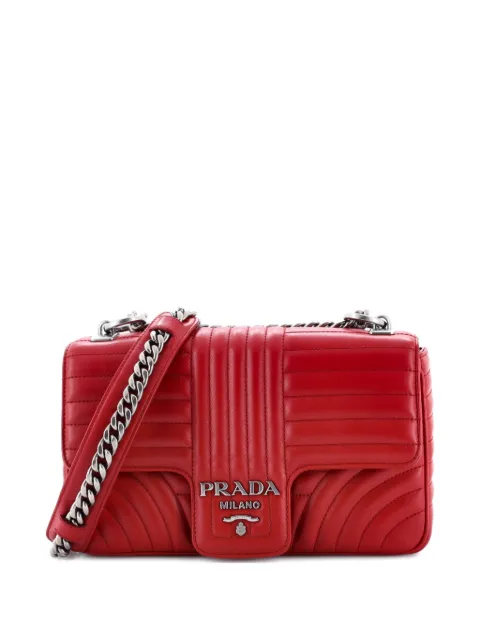 Prada Pre-Owned Chain Flap Shoulder Bag Diagramme 绗缝皮质中号斜挎包