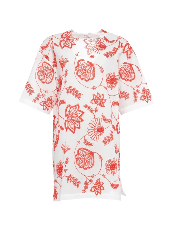 Eres Floral-print Dress in Red