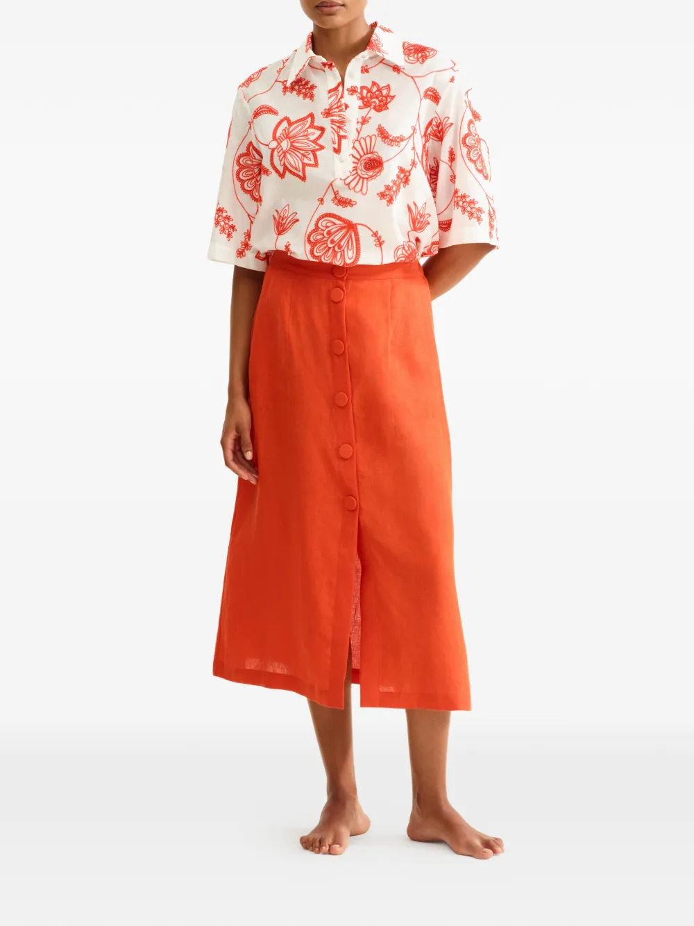 ERES Midi-rok met knopen Rood