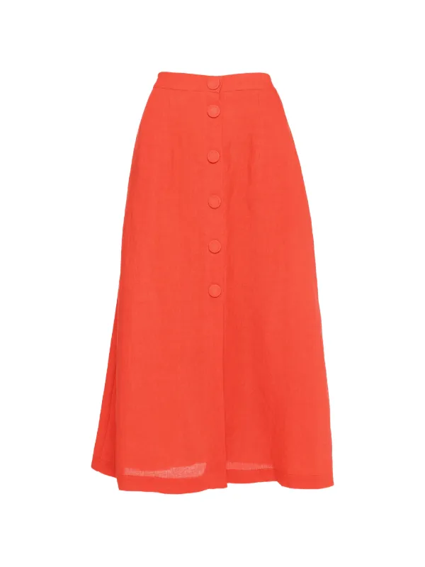 Eres Buttoned Midi Skirt in Red