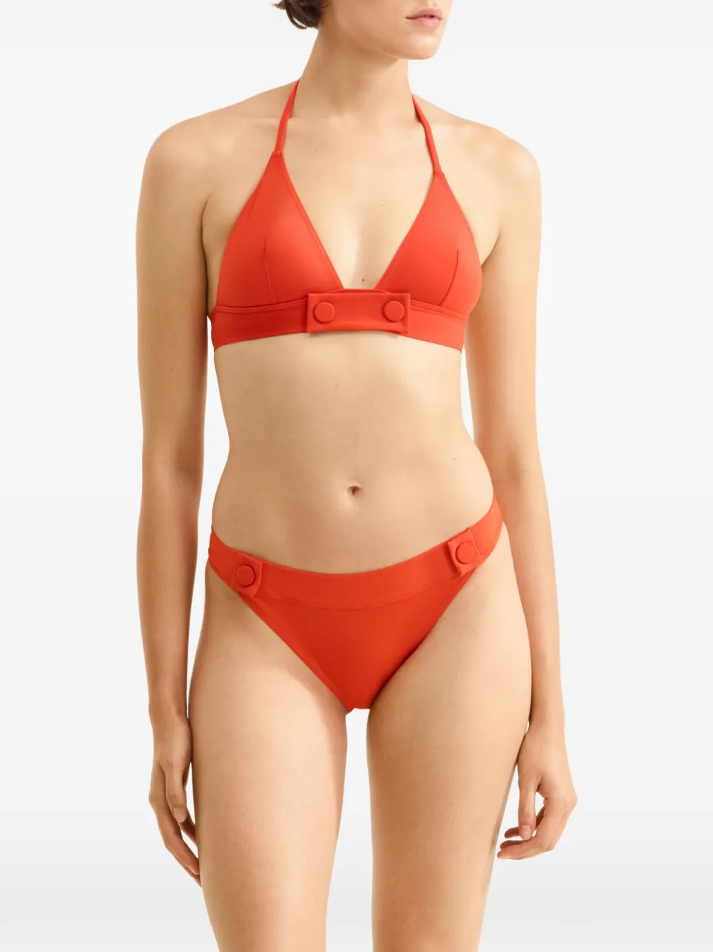 Eres Triangle-cup Button-detail Bikini Top In Orange