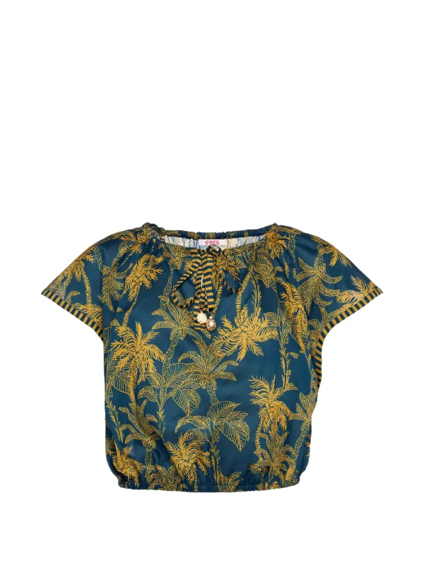 Eres Crocodile Palm-tree Print Top in Multicolour