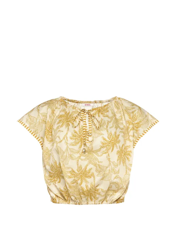 Eres Crocodile Cropped Blouse in White