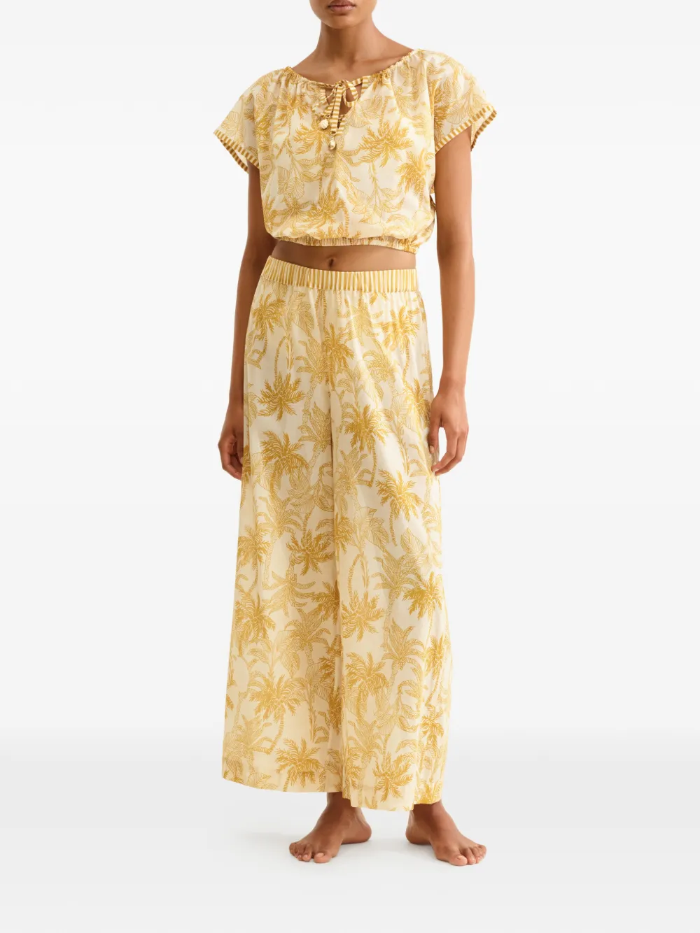 ERES Cropped blouse met krokodillenprint Beige