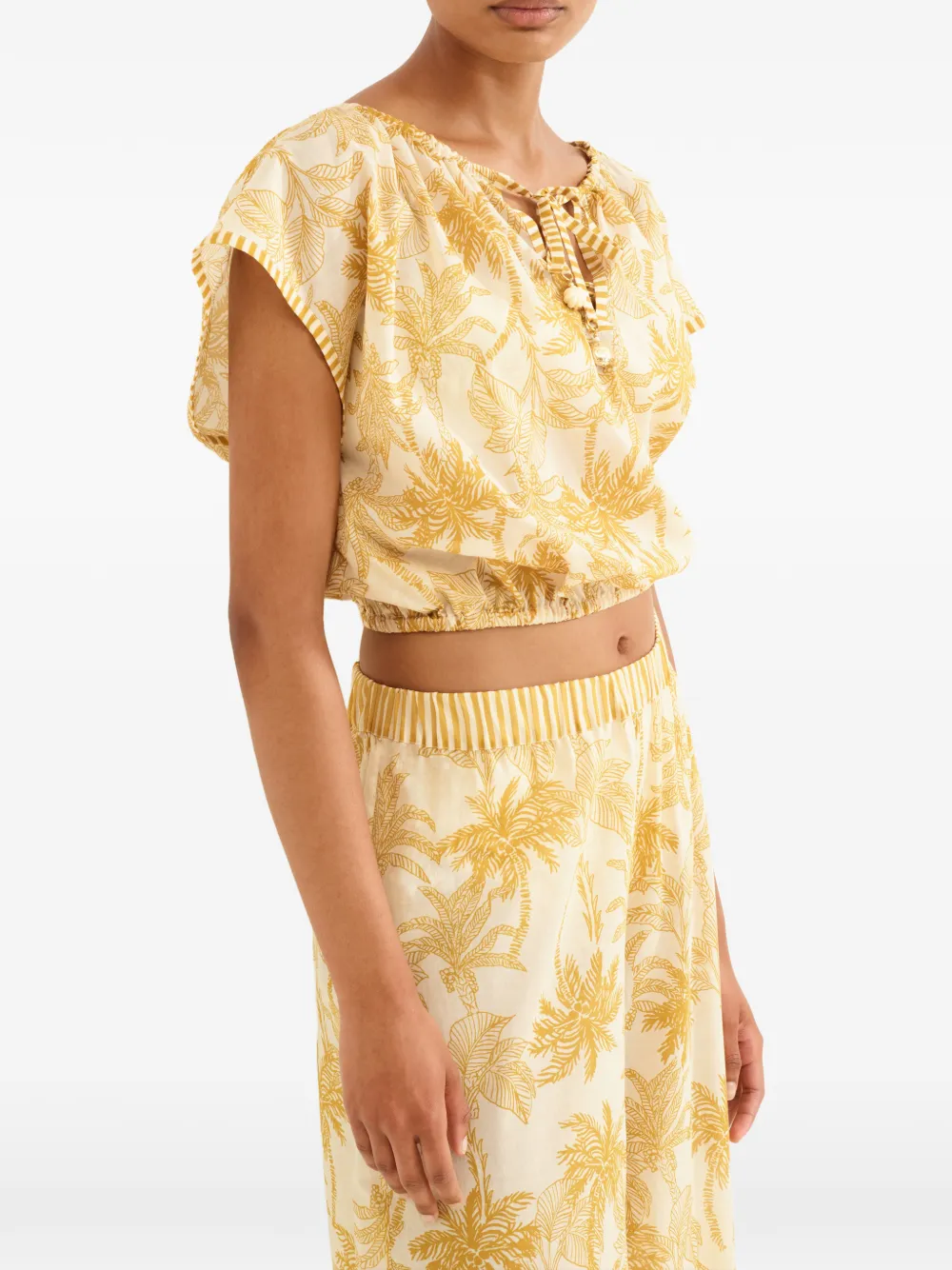 ERES Cropped blouse met krokodillenprint Beige