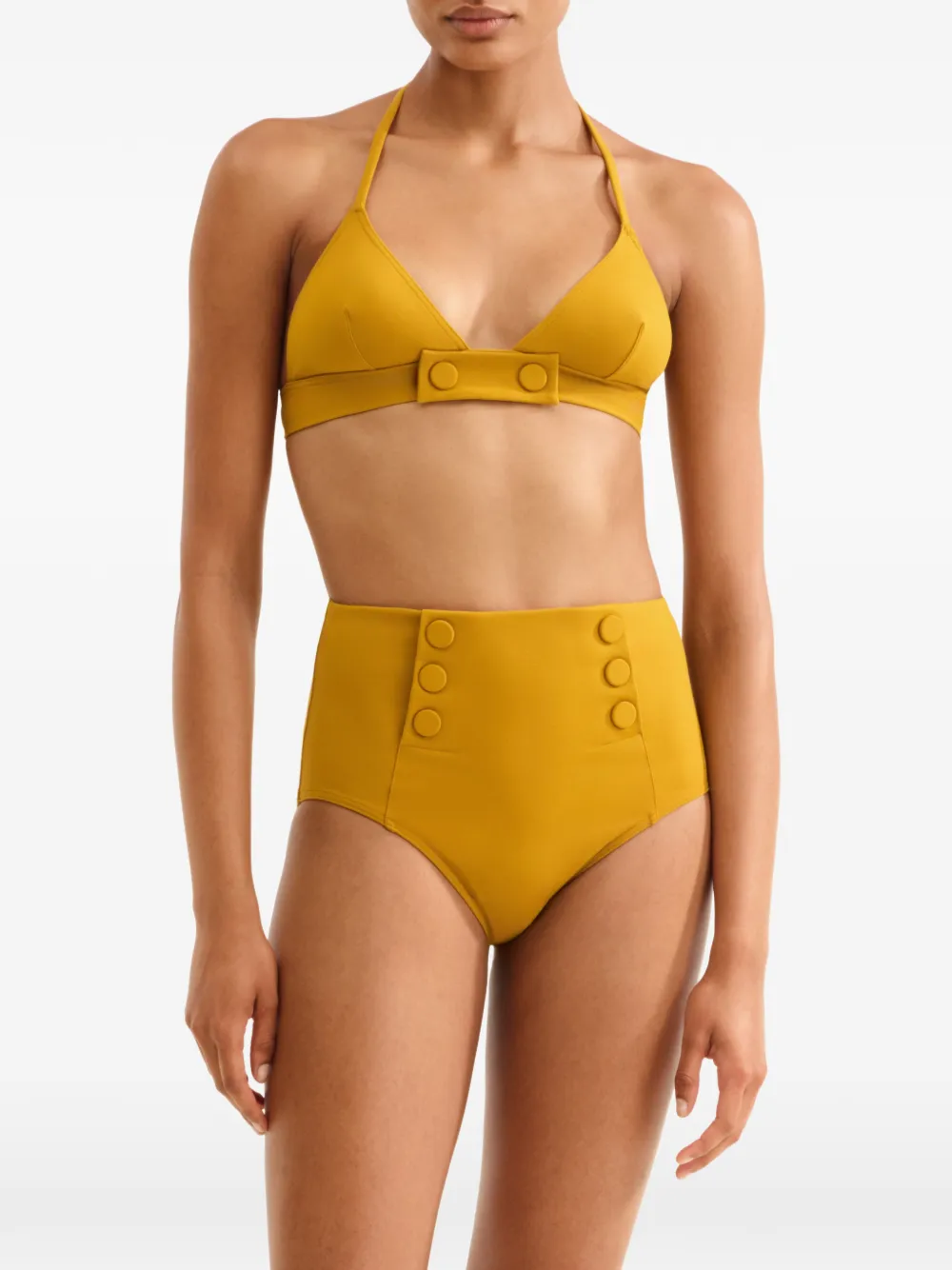 ERES High waist bikinislip met knoopdetail Geel
