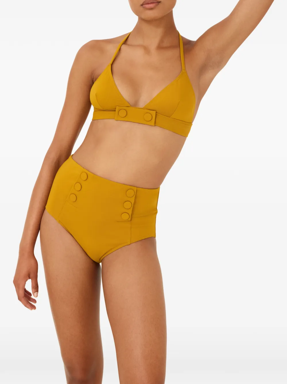 ERES High waist bikinislip met knoopdetail Geel
