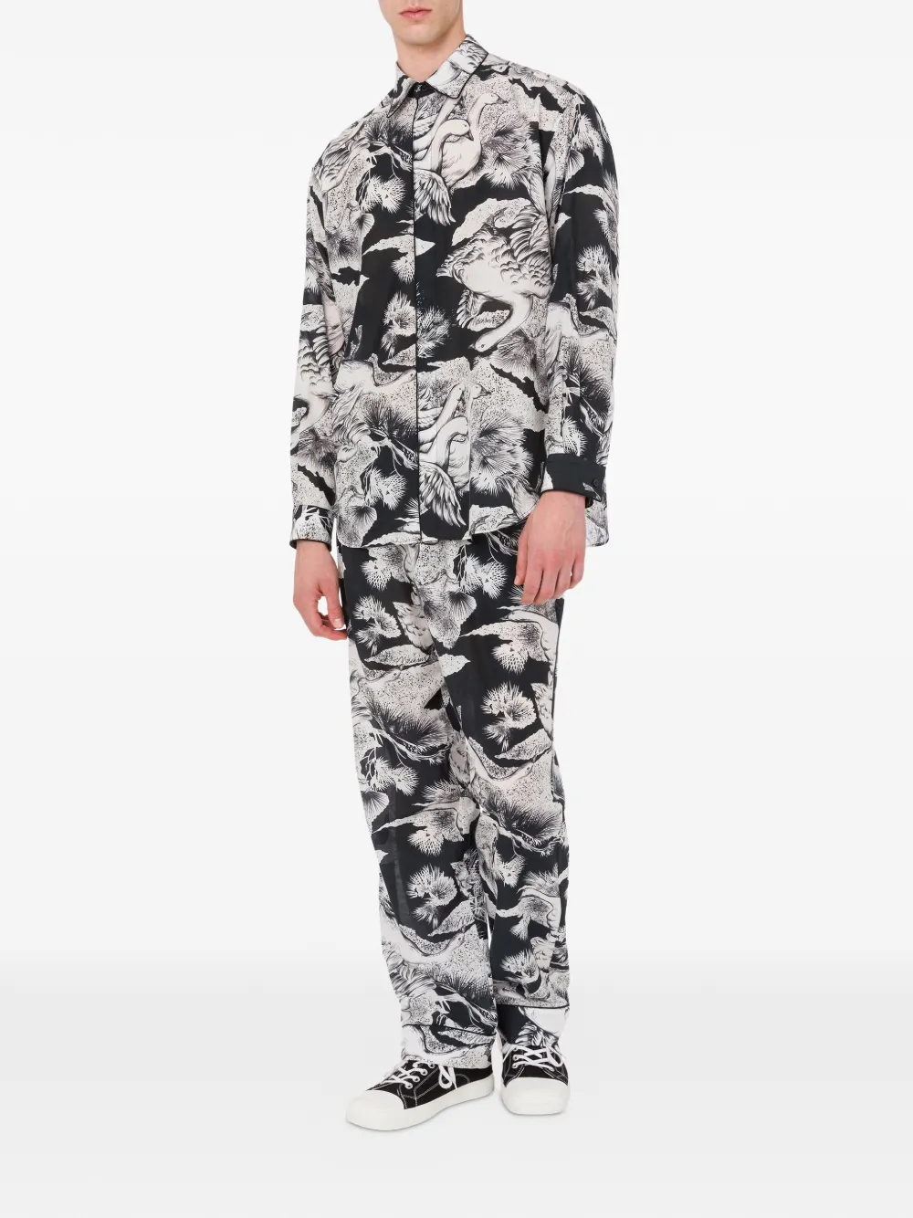 Moschino floral-print trousers - Zwart