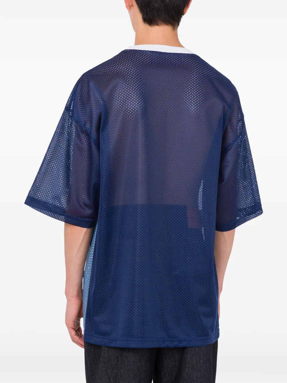 Moschino T-shirt met mesh vlakken Blauw
