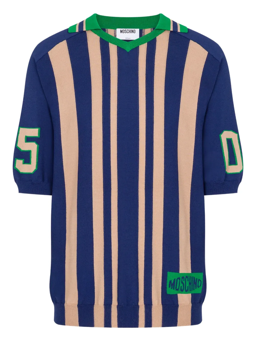 Moschino T-shirt con scollo a V - Blu