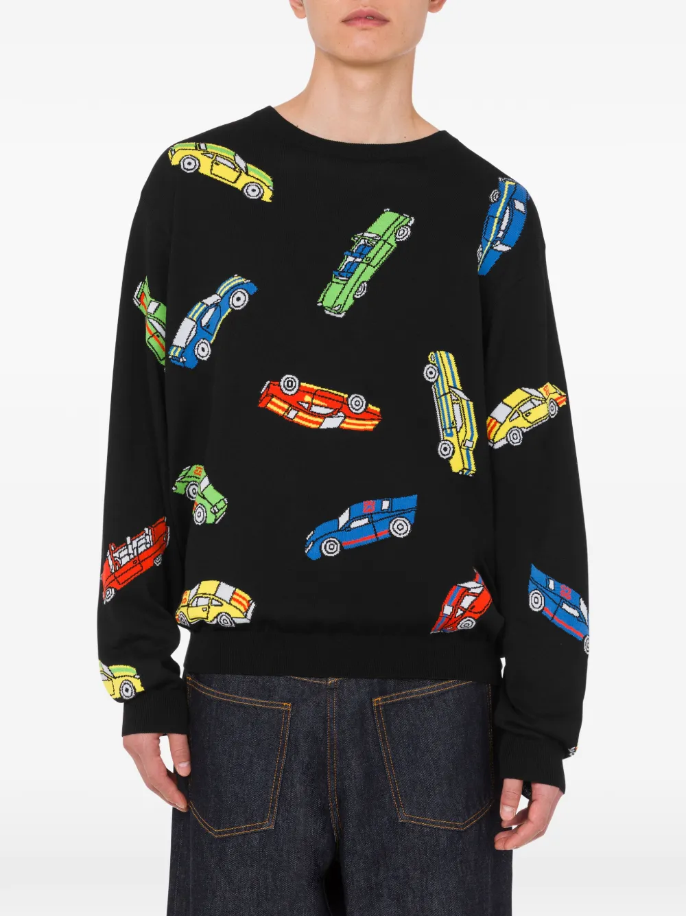 Moschino Sweater met auto-patroon Zwart