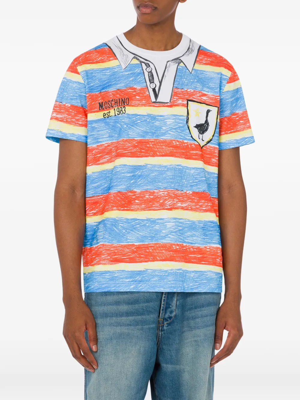 Moschino Gestreept T-shirt Blauw