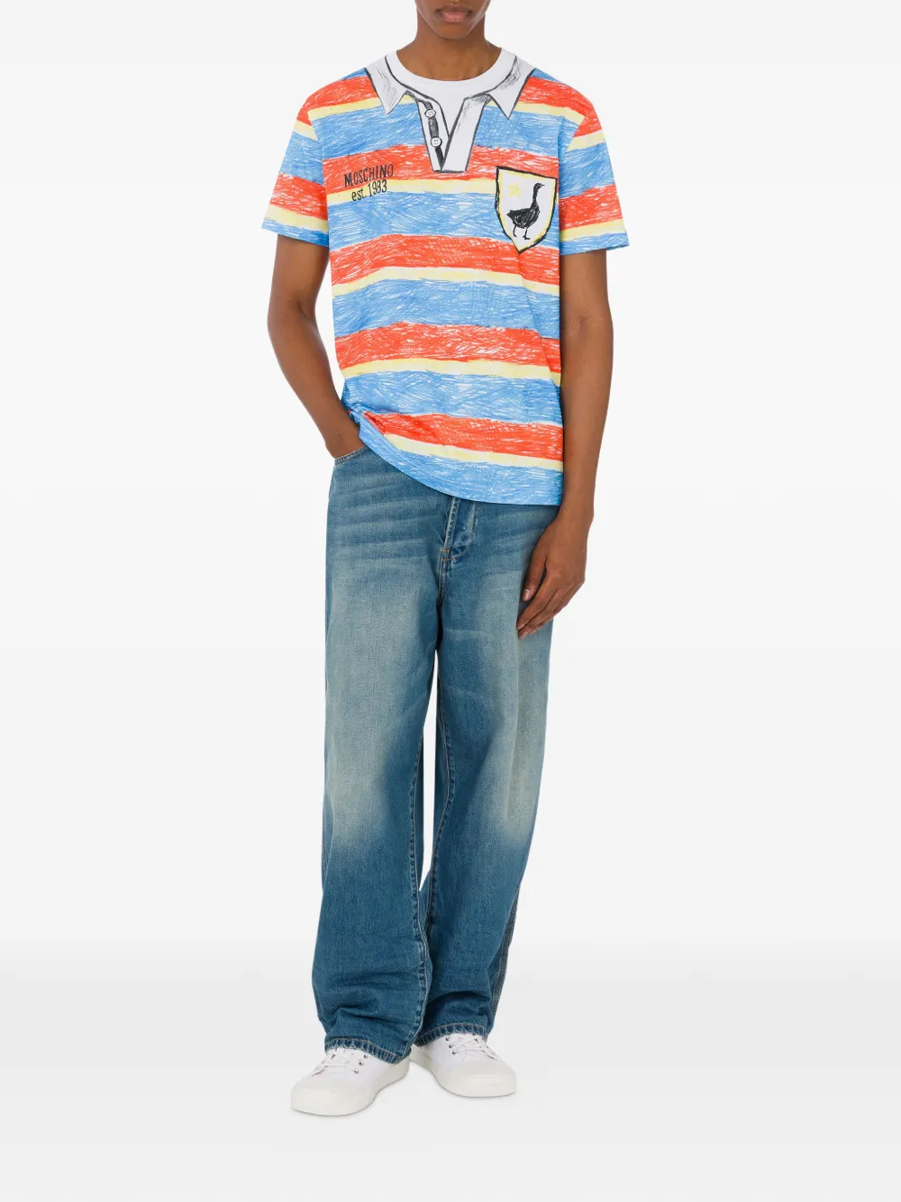 Moschino Gestreept T-shirt - Blauw