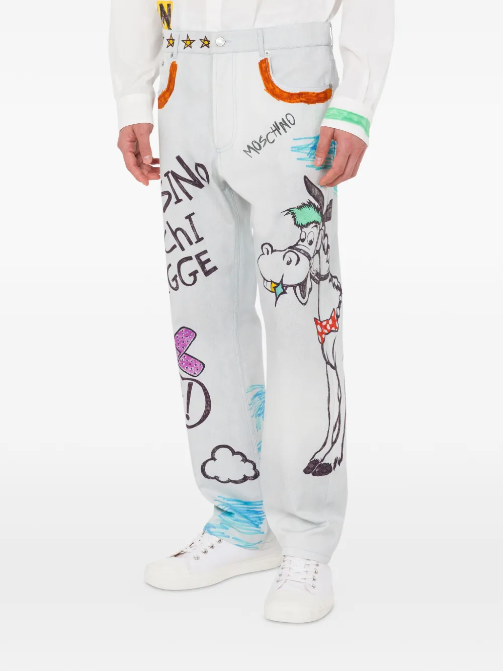Moschino Katoenen broek met print Blauw