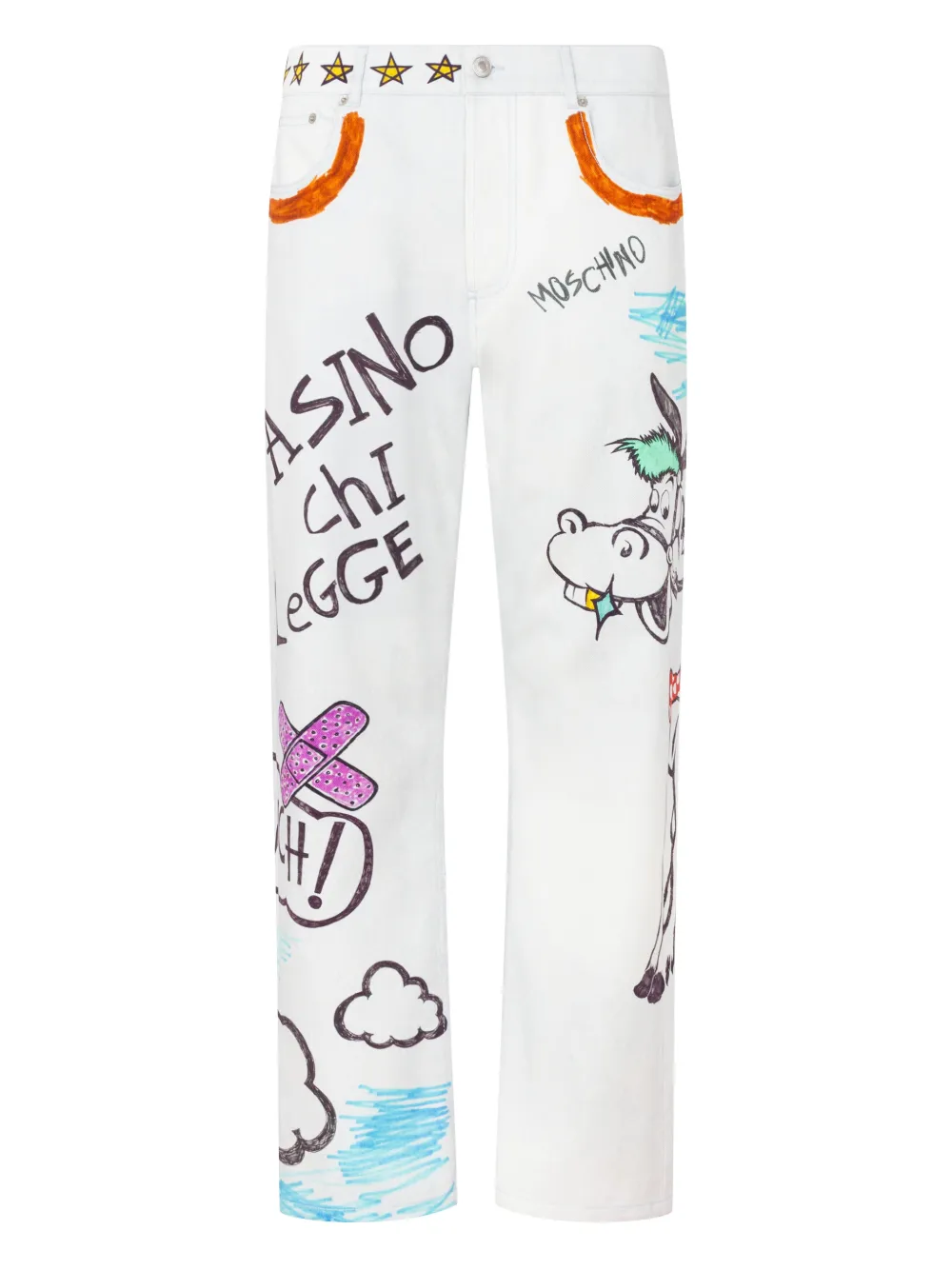 Moschino Pantaloni con stampa - Blu