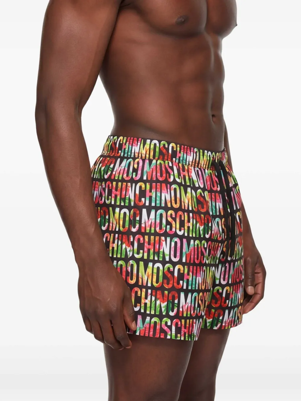 Moschino Nylon zwembroek met print Zwart
