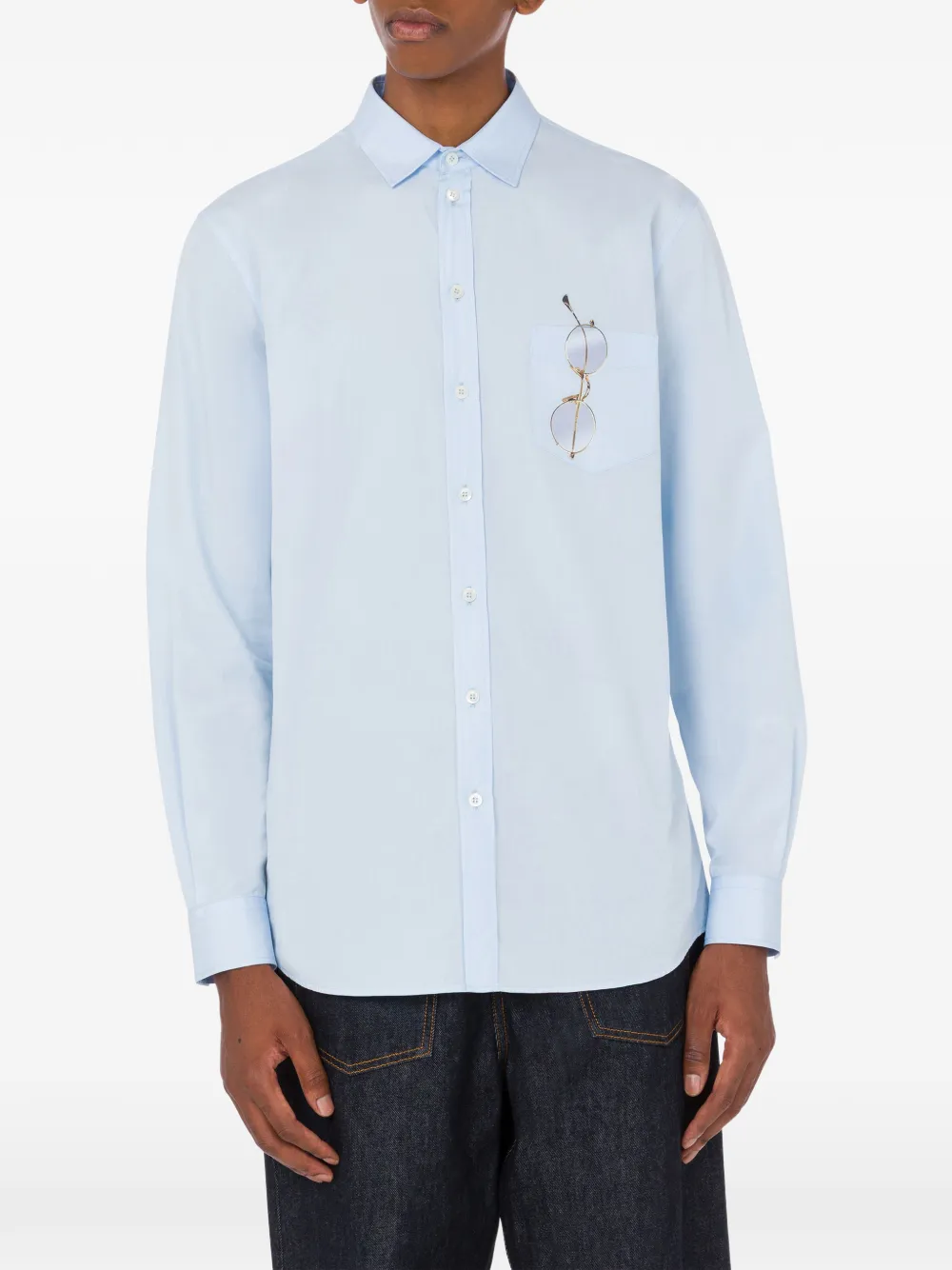 Moschino Katoenen overhemd met brilprint Blauw