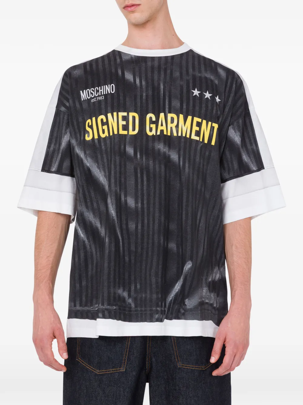 Moschino Gestreept T-shirt Zwart