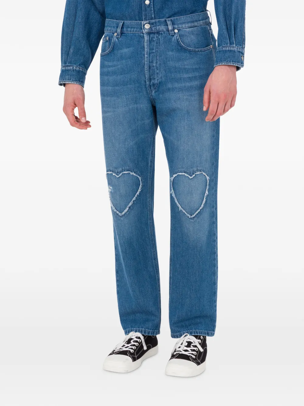Moschino Katoenen jeans met uitgesneden hart Blauw