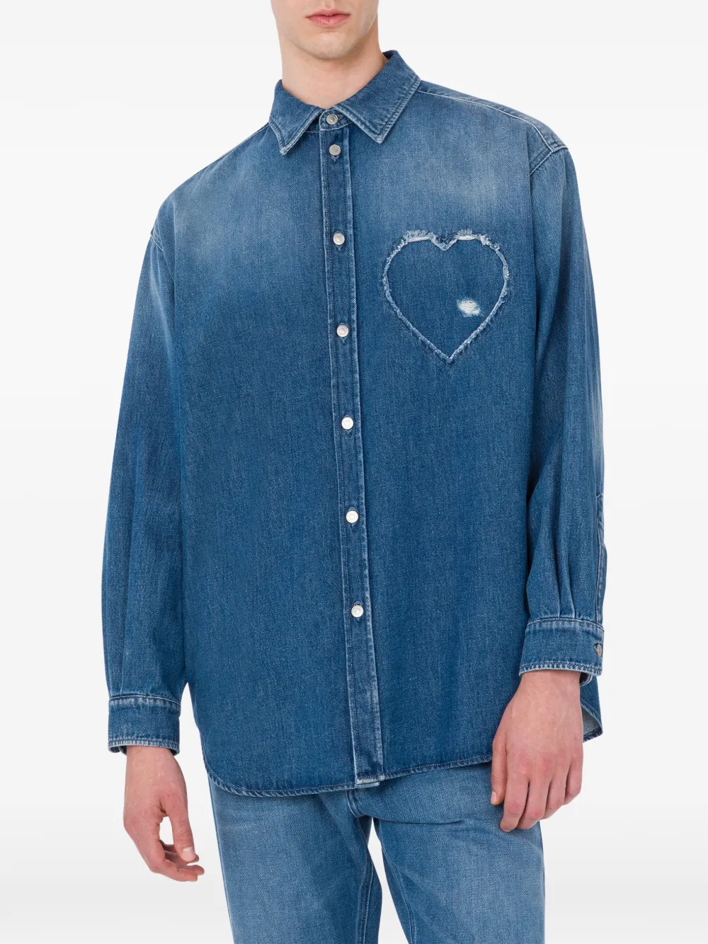 Moschino Overhemd met hart applicatie Blauw