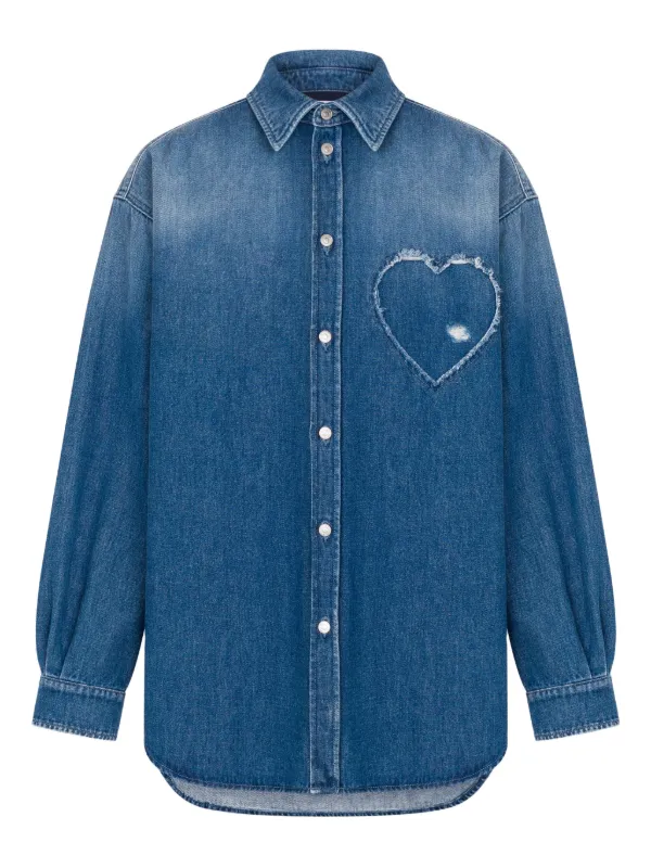 Moschino Heart-appliqué Shirt in Blue