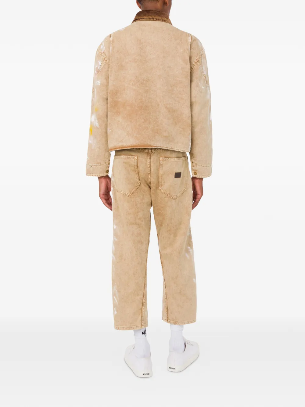  Moschino Corduroy-collar Paint-splatter Jacket - Neutrals 