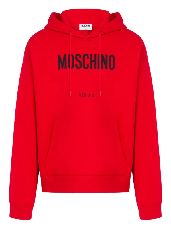 Moschino Logo-detail Cotton Hoodie in Red