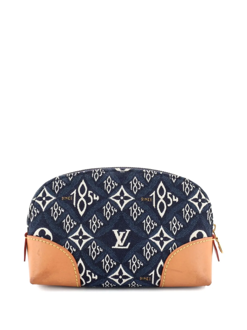 Pre-owned Louis Vuitton Cosmetic Limited Edition Since 1854 Monogram Jacquard Pouch In Blue