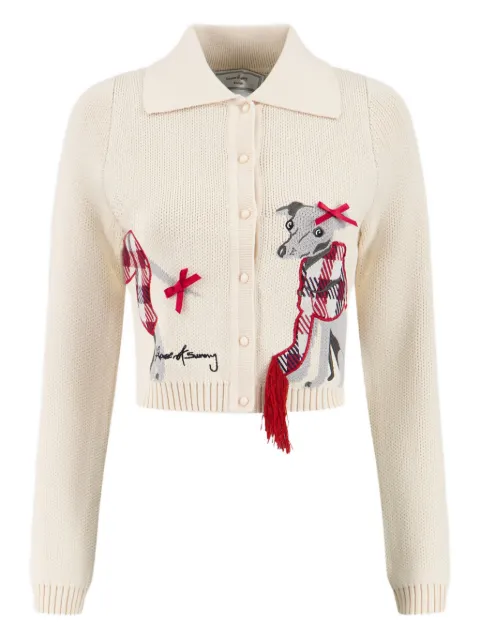 House of Sunny Whippet Tripper Cardigan mit Hundestickerei