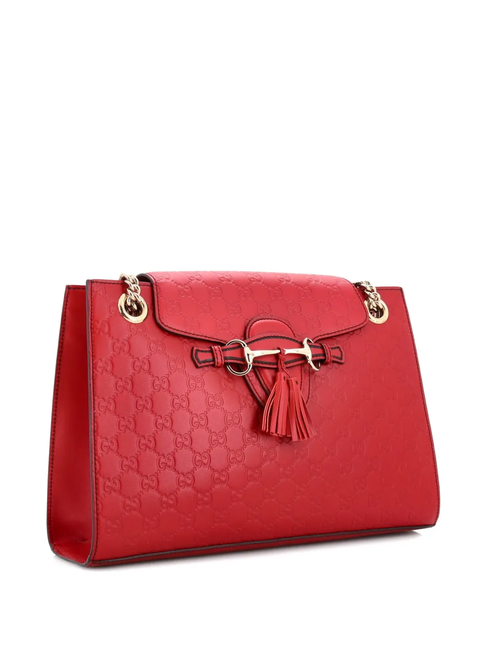 GUCCI Pre-owned Emily Chain Flap Ssima Leather Large Shoulder Bag In Red