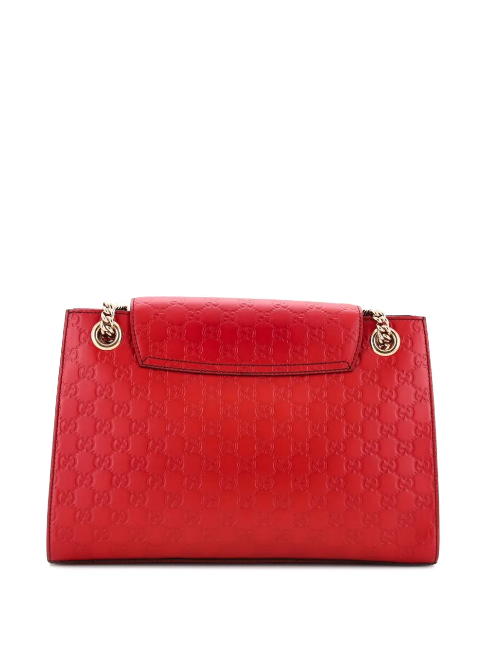 GUCCI Pre-owned Emily Chain Flap Ssima Leather Large Shoulder Bag In Red