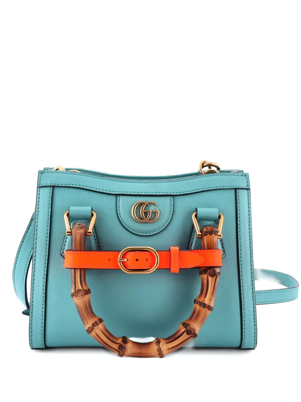 Gucci Pre-Owned Diana NM Bamboo Handle Tote Leather Mini crossbody bag - Blu