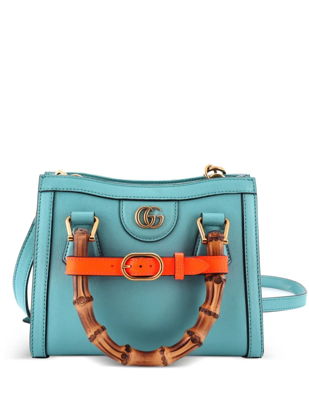 Gucci Pre-Owned Diana NM Bamboo Handle Tote Leather Mini crossbody bag - Blu