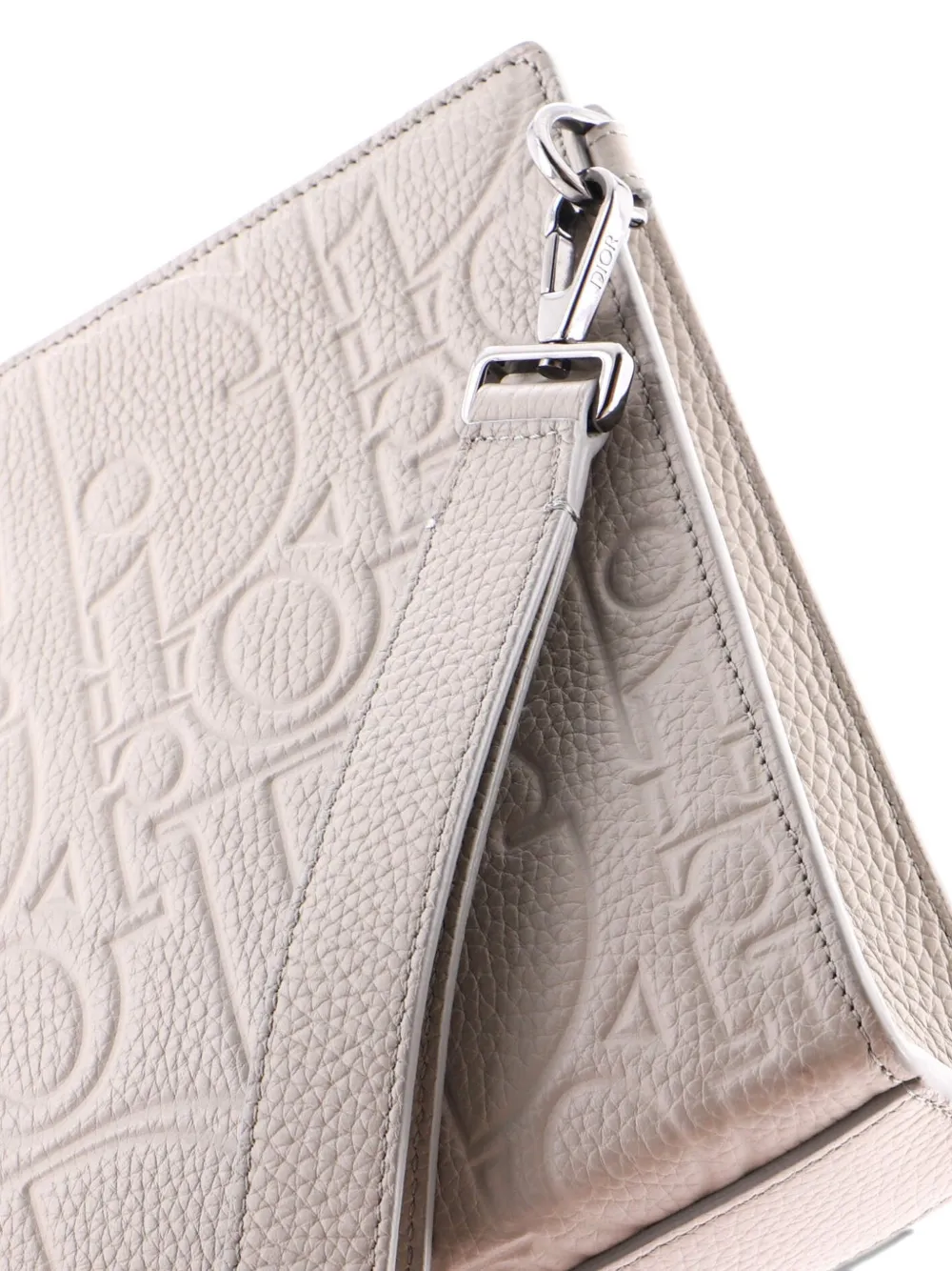 DIOR Pre-owned A5 Triangle Wristlet Pouch Gravity Leather Clutch Bag In Gray