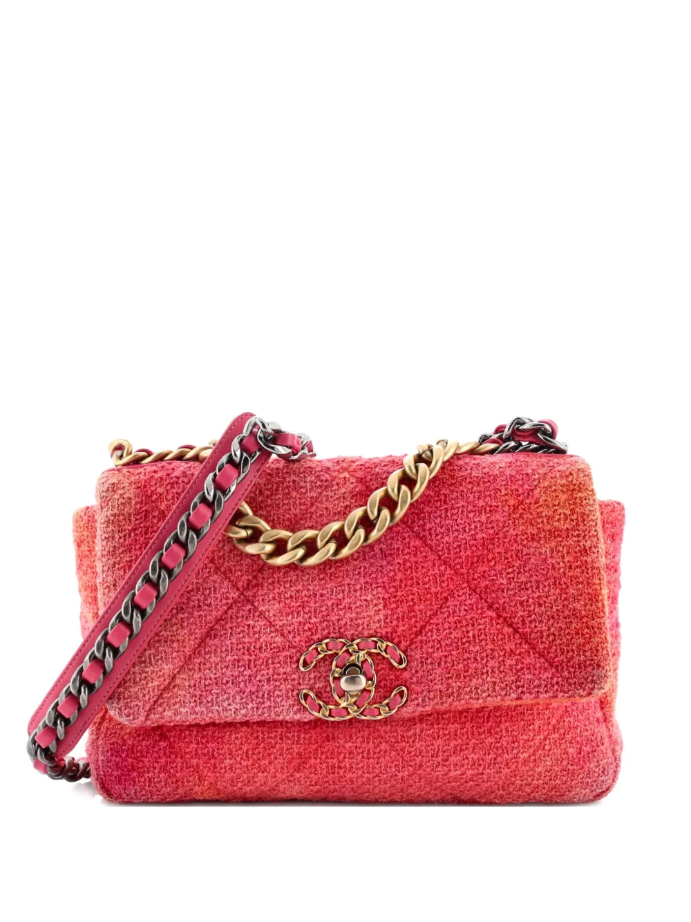 CHANEL Pre-Owned 19 Flap Bag Quilted Tweed Medium crossbody bag - Multicolore