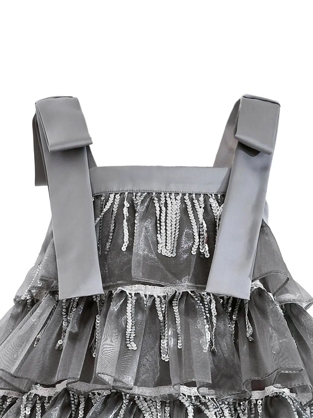 Tulleen Mini-jurk met ruches Grijs