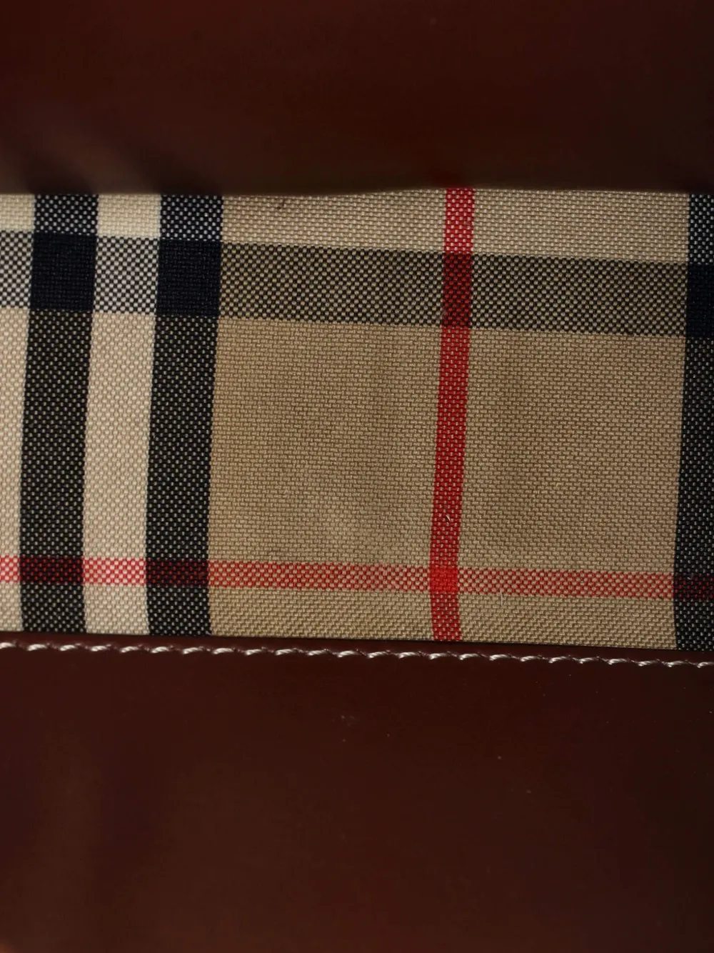 Pre-owned Burberry Title Two Handle Tote Leather With Vintage Check Canvas Mini Satchel In Black