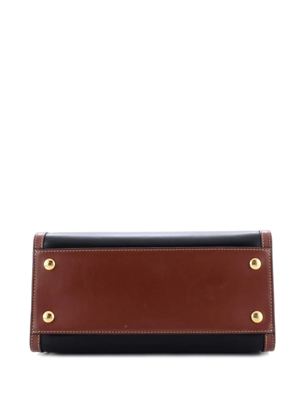 Pre-owned Burberry Title Two Handle Tote Leather With Vintage Check Canvas Mini Satchel In Black