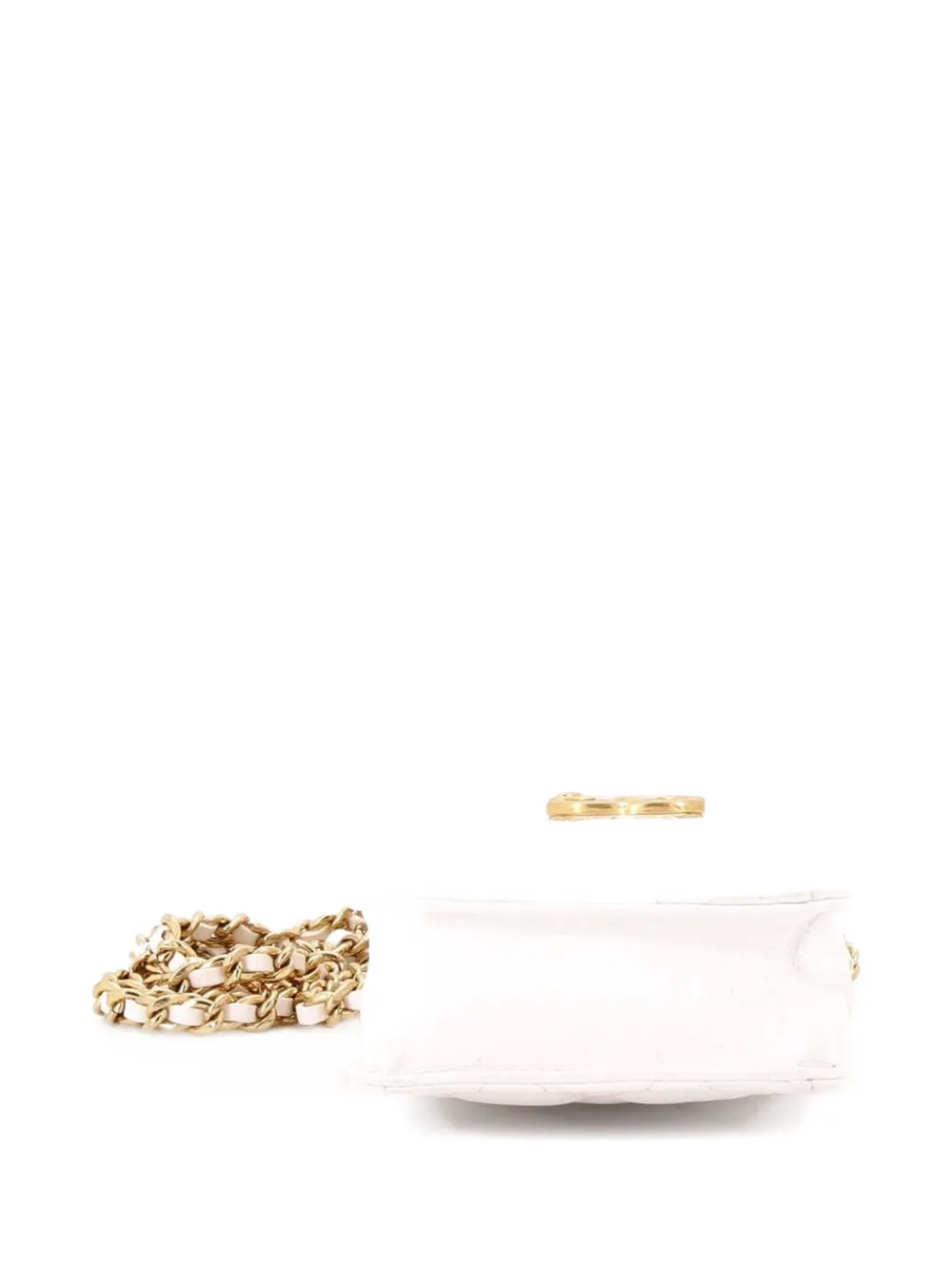 CHANEL Pre-owned Cc Clasp Phone Holder Quilted Lambskin Crossbody Bag In White