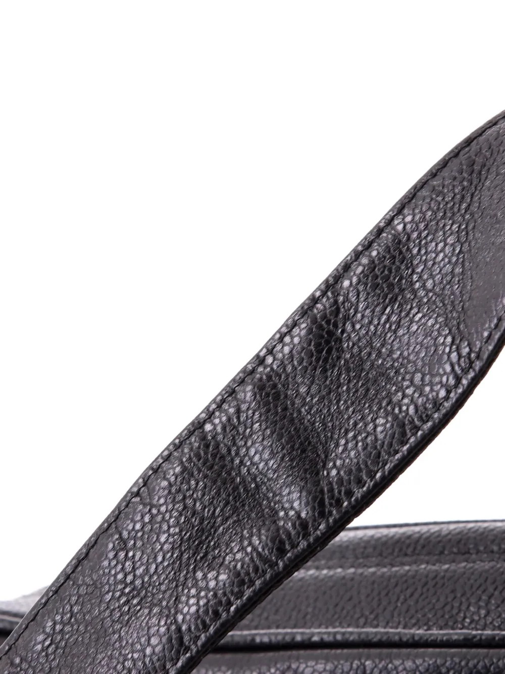 Pre-owned Chanel Cc Camera Diagonal Quilted Caviar Medium Shoulder Bag In Black