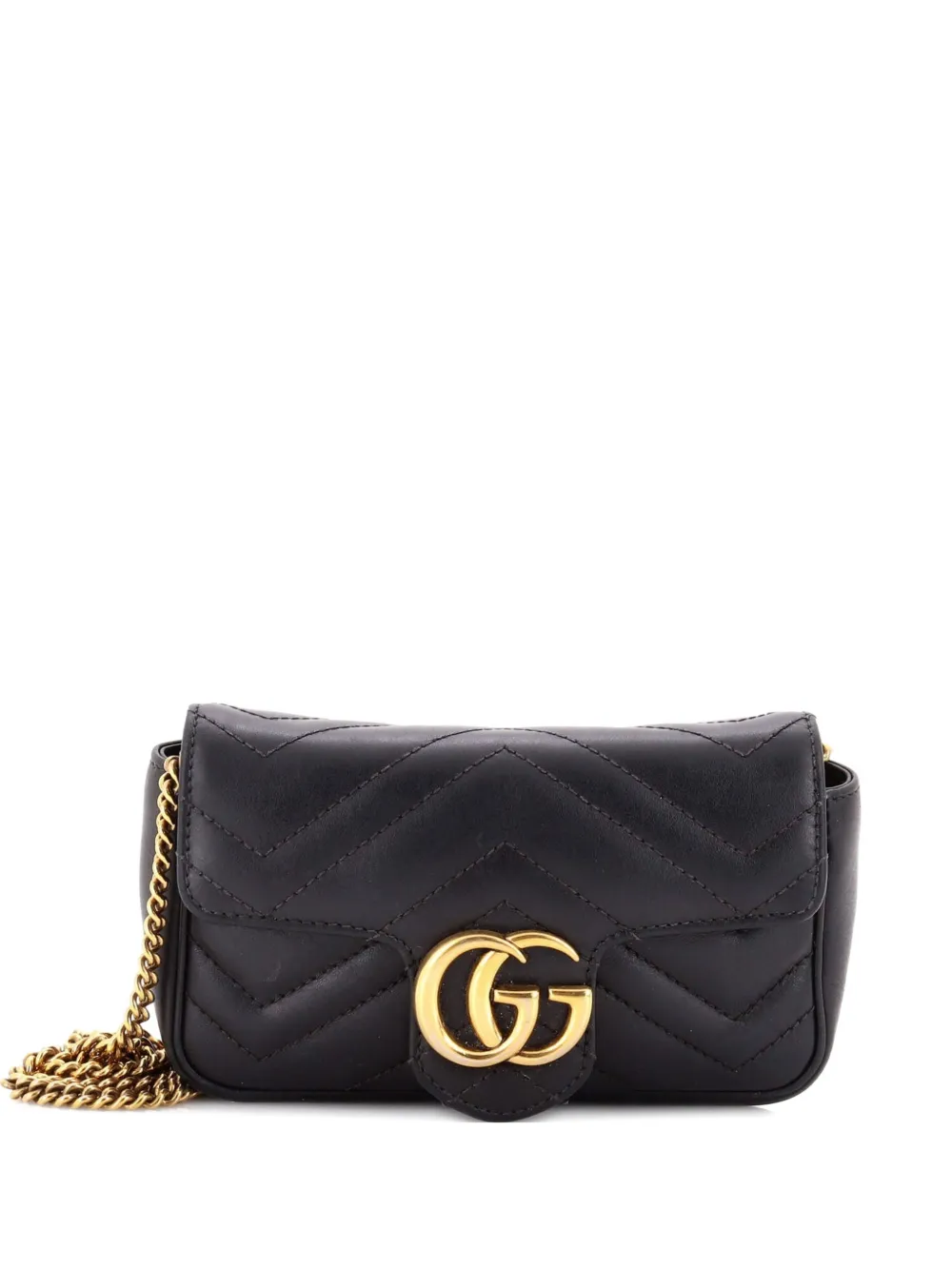 Gucci Pre-Owned GG Marmont Flap Bag Matelasse Leather Super Mini crossbody bag - Nero