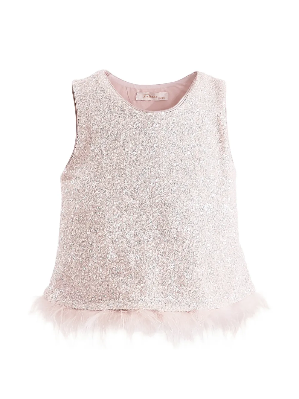 Tulleen Twee rokken met veren afwerking en pailletten Roze