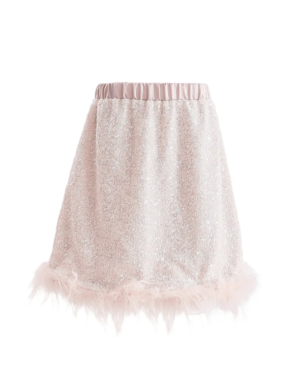 Tulleen Twee rokken met veren afwerking en pailletten Roze